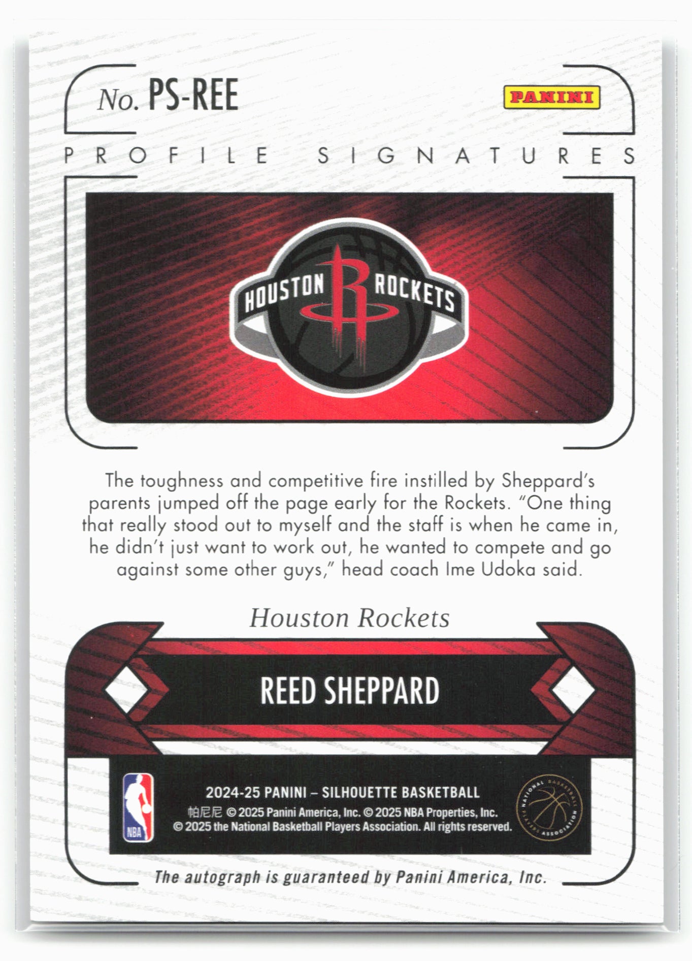 2024-25 Panini Silhouette Reed Sheppard #PS-REE Cracked Ice /25