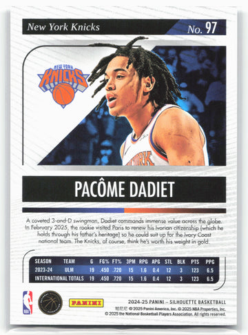 2024-25 Panini Silhouette Pacome Dadiet #97