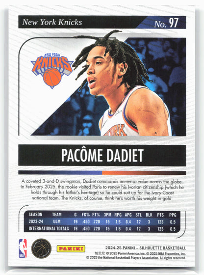 2024-25 Panini Silhouette Pacome Dadiet #97