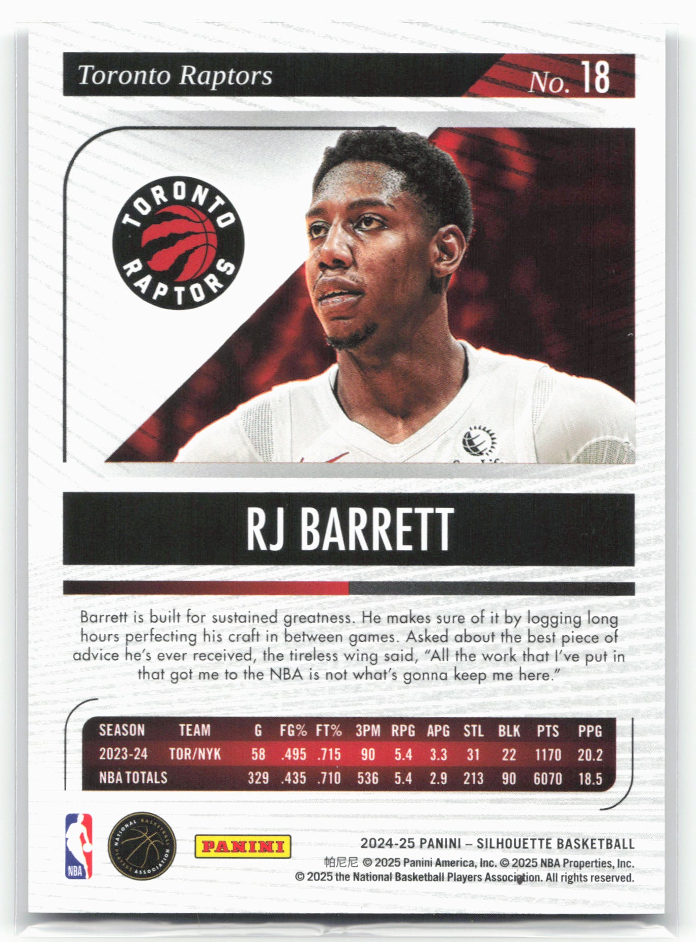2024-25 Panini Silhouette RJ Barrett #18