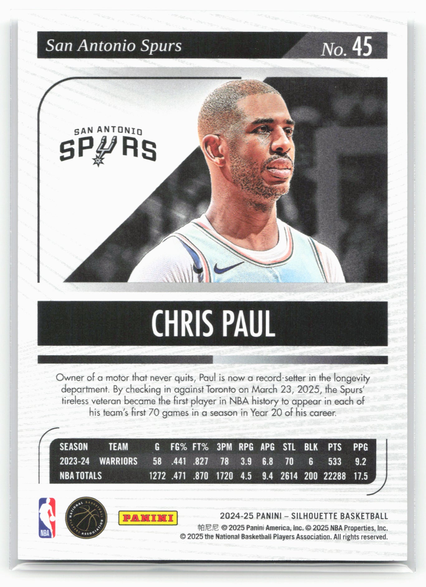 2024-25 Panini Silhouette Chris Paul #45