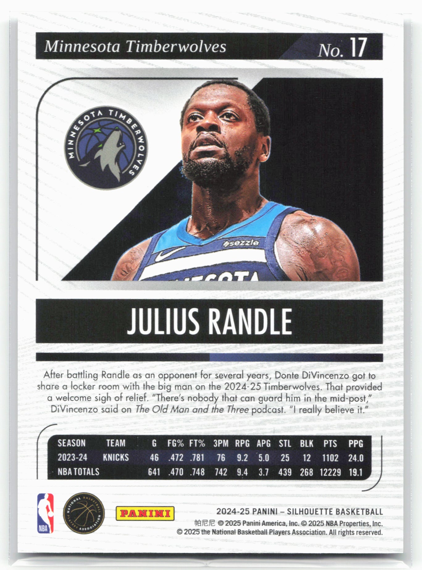 2024-25 Panini Silhouette Julius Randle #17