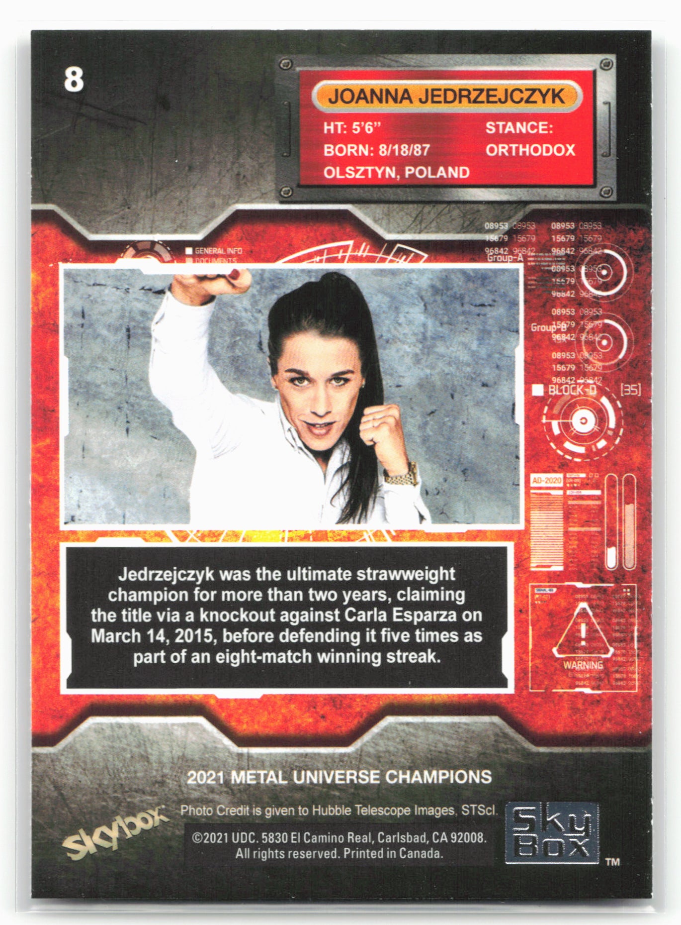 2021 SkyBox Metal Universe Champions #8 Joanna Jedrzejczyk Copper