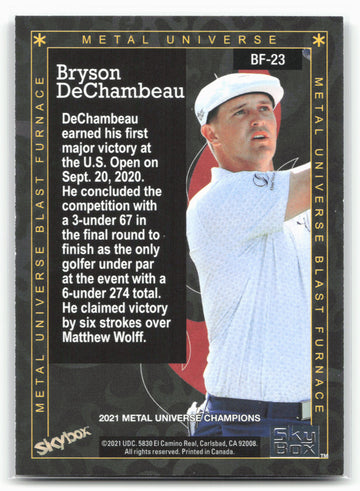 
2021 SkyBox Metal Universe Champions #BF-23 Bryson DeChambeau Blast Furnace