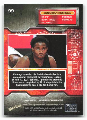 
2021 SkyBox Metal Universe Champions #99 Jonathan Kuminga