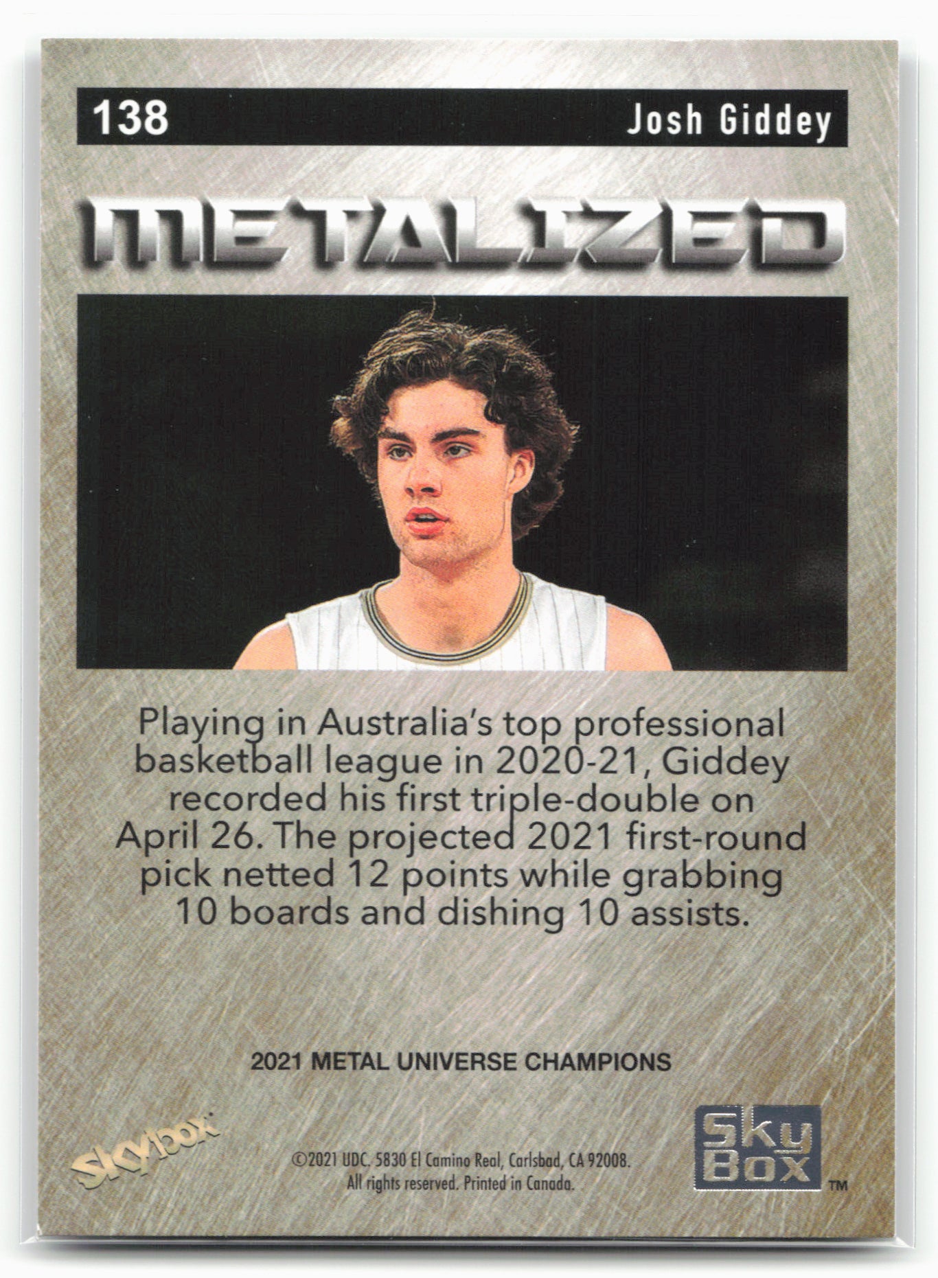 2021 SkyBox Metal Universe Champions #138 Josh Giddey
