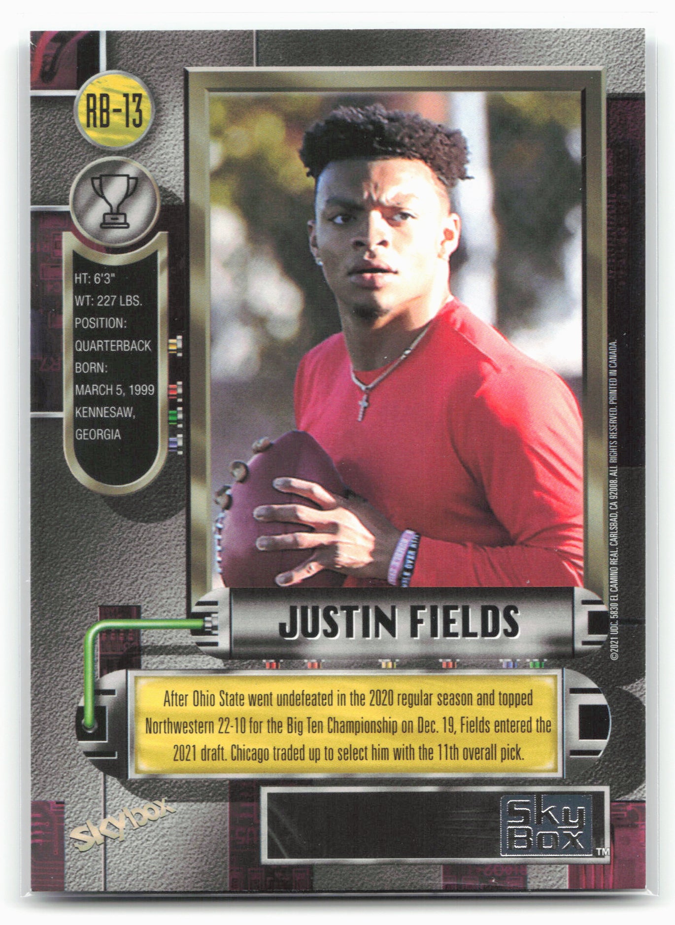 2021 SkyBox Metal Universe Champions #RB-13 Justin Fields 1997-98 Retro