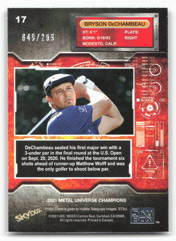 
2021 SkyBox Metal Universe Champions #17 Bryson DeChambeau Silver Dots