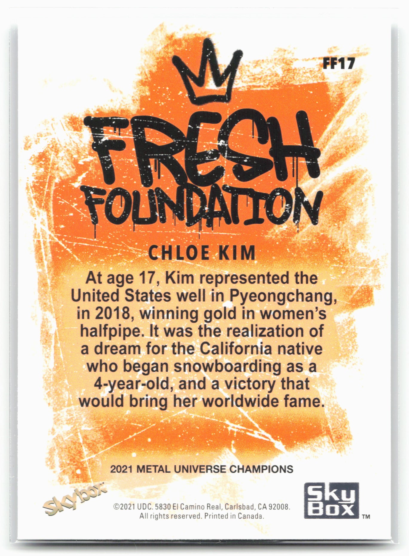 2021 SkyBox Metal Universe Champions #FF17 Chloe Kim Fresh Foundation