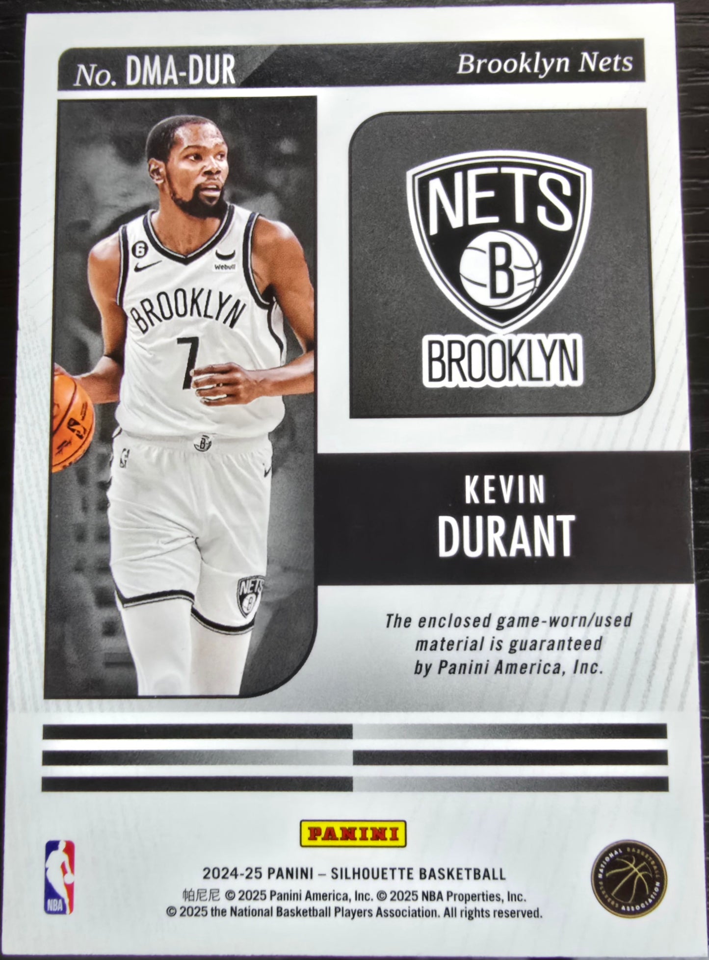 2024-25 Panini Silhouette Kevin Durant #DMA-DUR Dual Materials