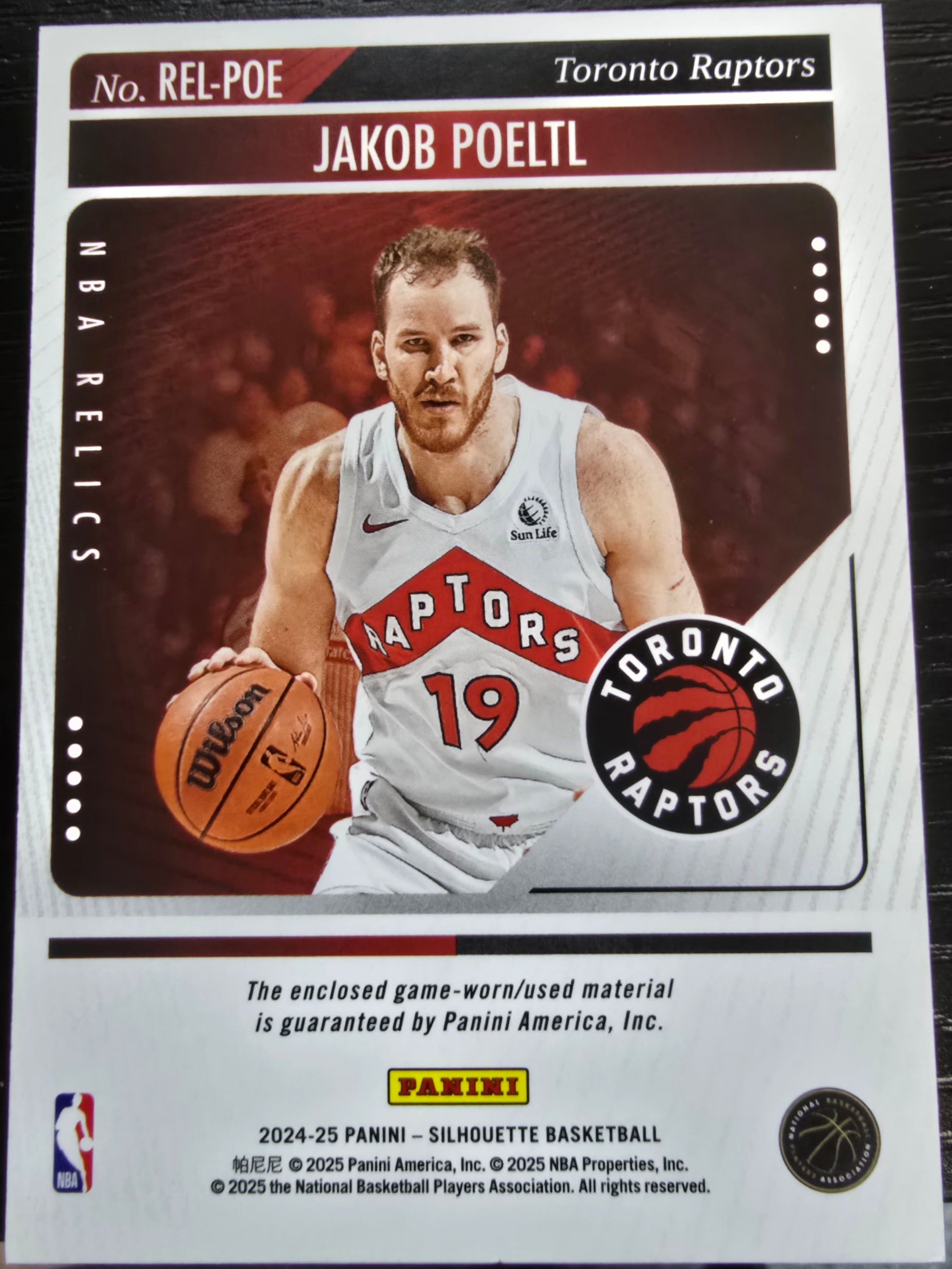 2024-25 Panini Silhouette Jakob Poeltl #REL-POE Relics Gold 2/10