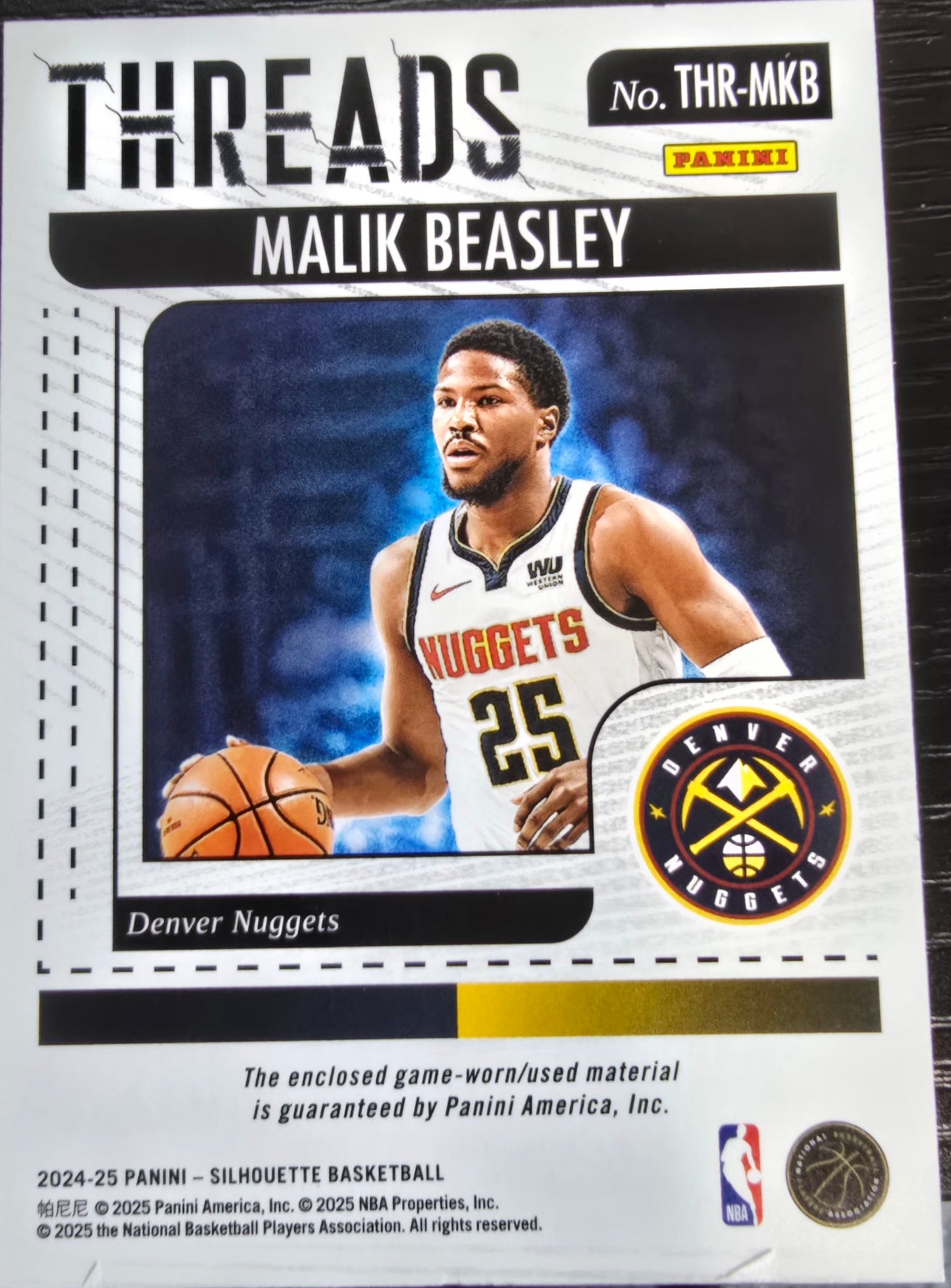 2024-25 Panini Silhouette Malik Beasley #THR-MKB Threads