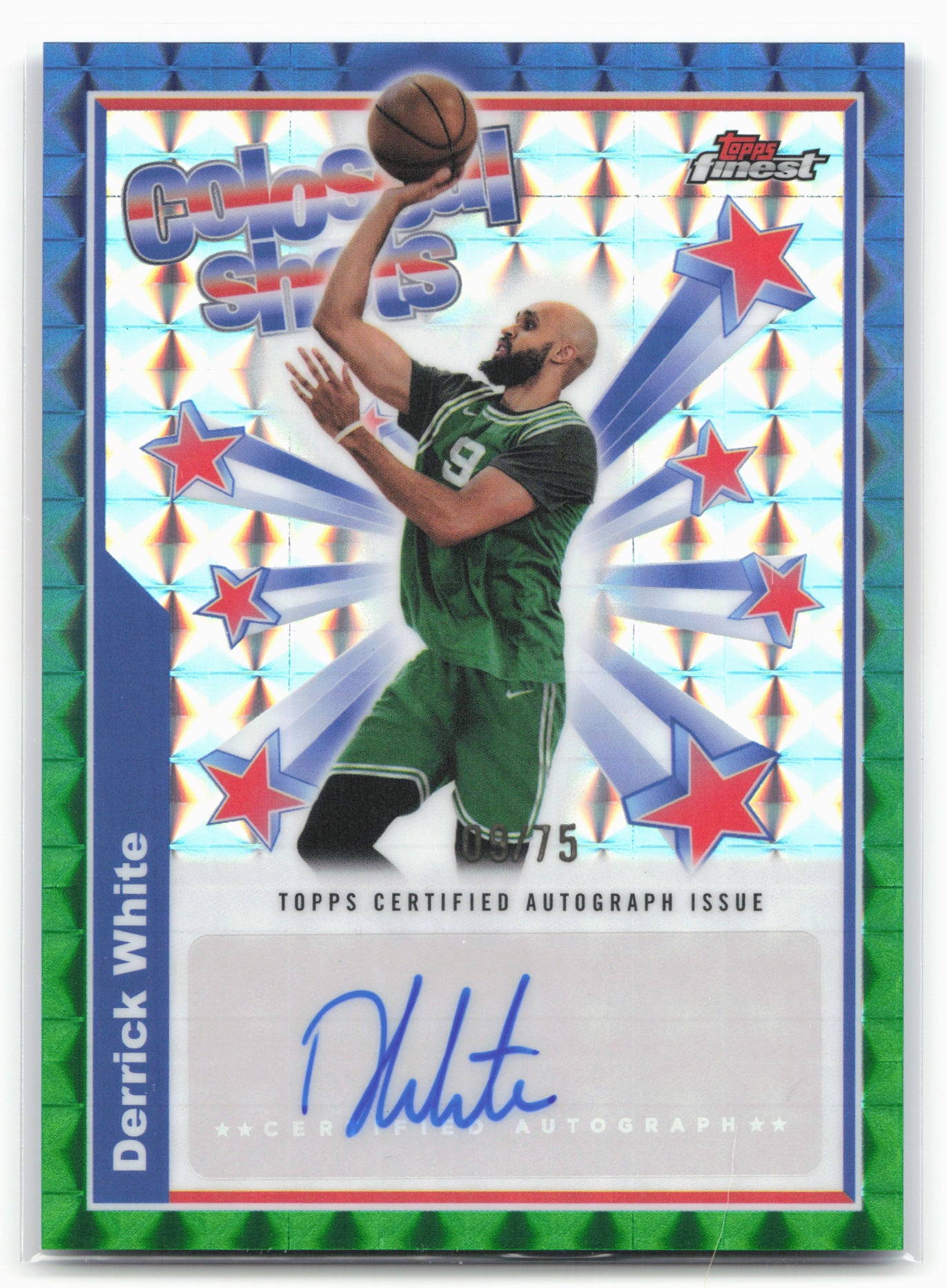 2024-25 Finest #BSA-DW Derrick White Colossal Autographs Green Refractor #/75