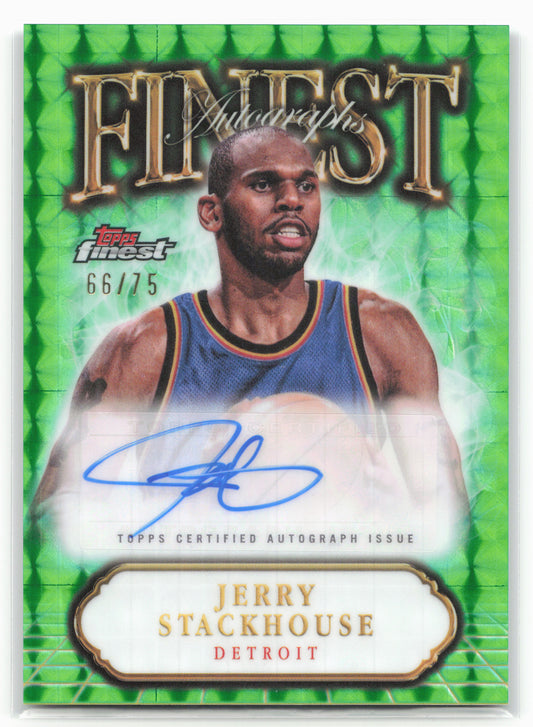 2024-25 Finest #FA-JST Jerry Stackhouse Auto Green Geometric Refractor #/75