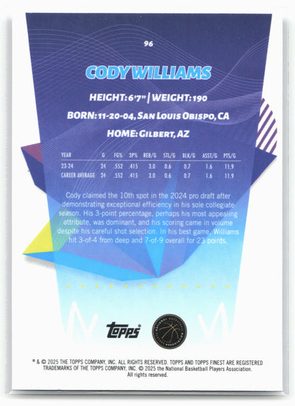 2024-25 Finest #96 Cody Williams Geometric