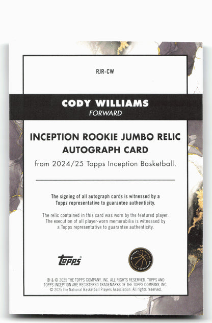 2024-25 Topps Inception #RJR-CW Cody Williams Rookie Relic