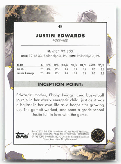 2024-25 Topps Inception #49 Justin Edwards Green