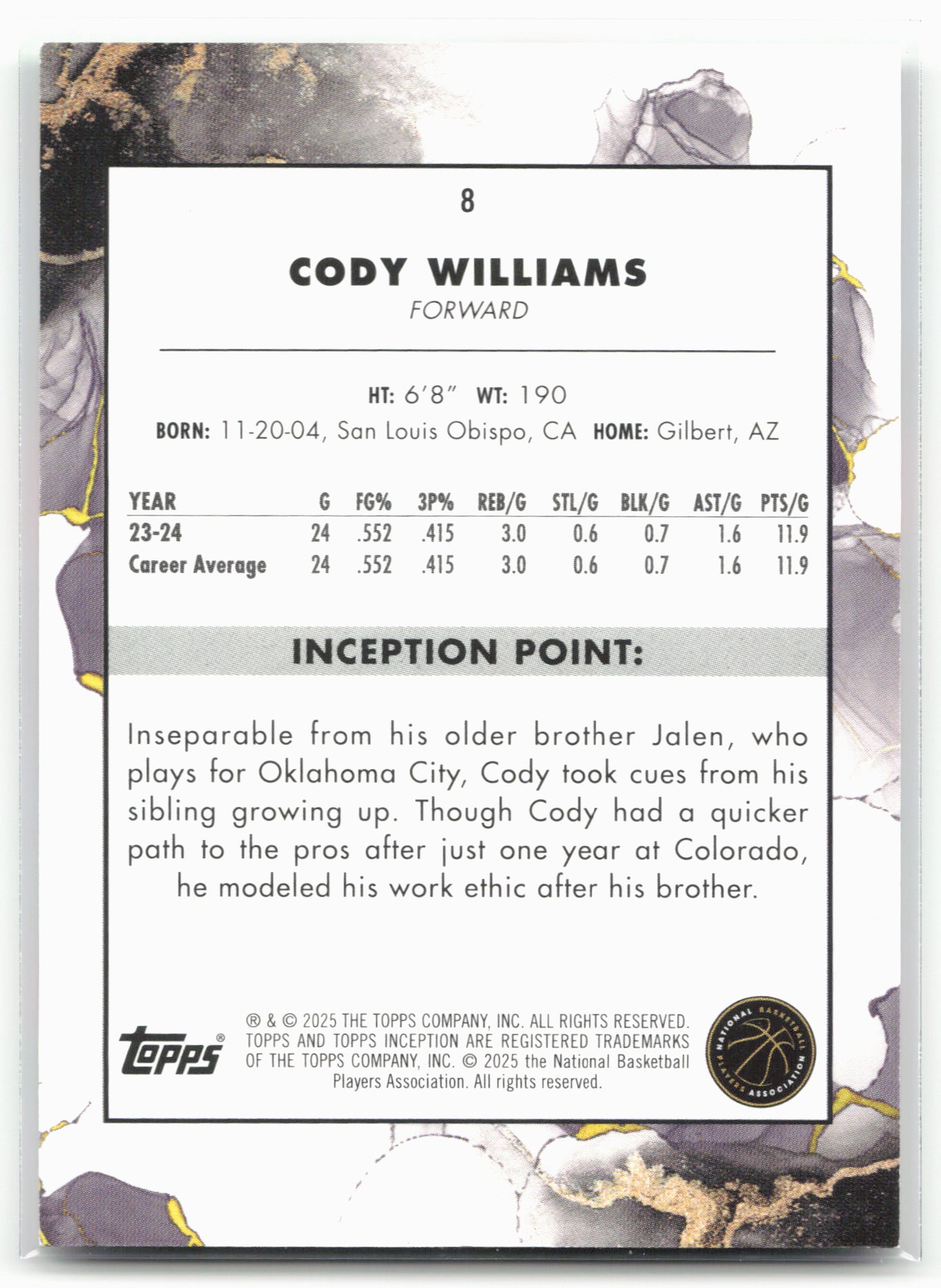 2024-25 Topps Inception #8 Cody Williams Green