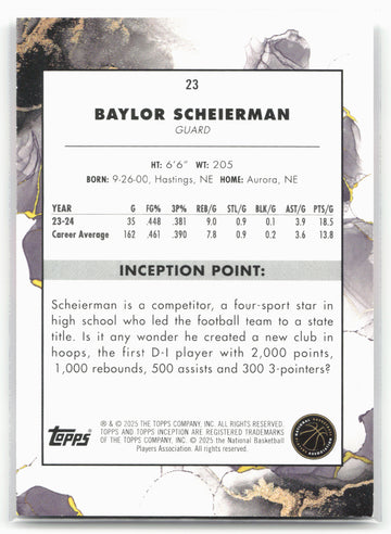2024-25 Topps Inception #23 Baylor Scheierman