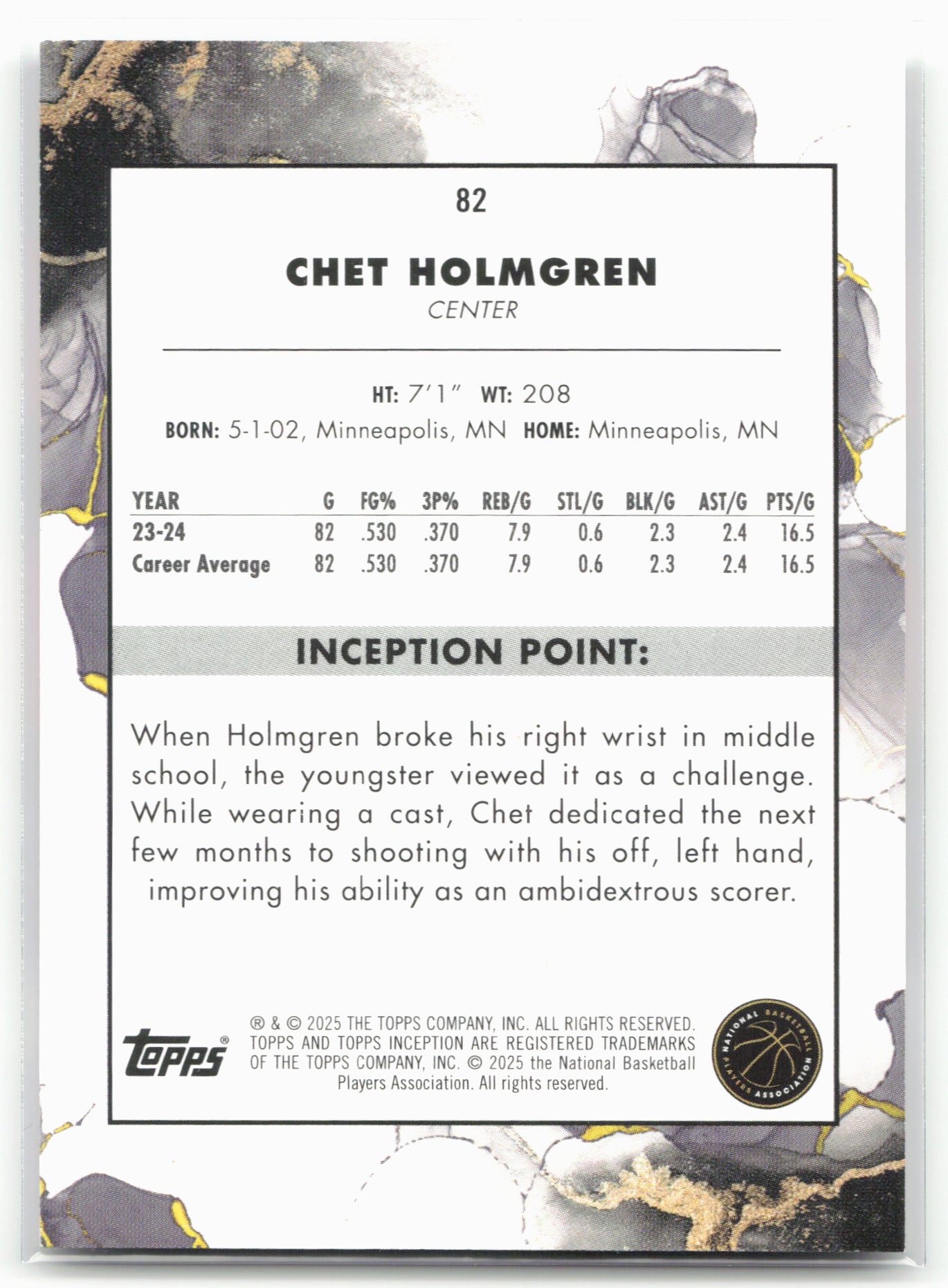 2024-25 Topps Inception #82 Chet Holmgren