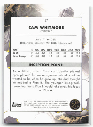 2024-25 Topps Inception #57 Cam Whitmore