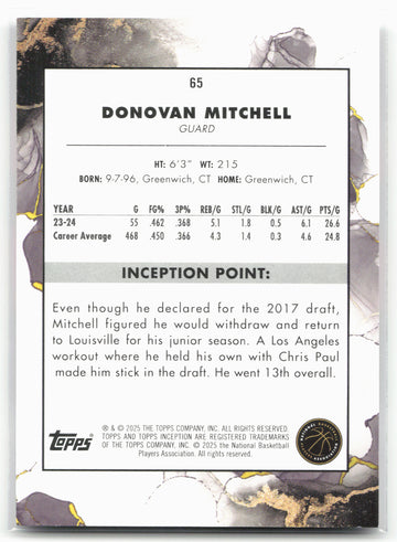 2024-25 Topps Inception #65 Donovan Mitchell