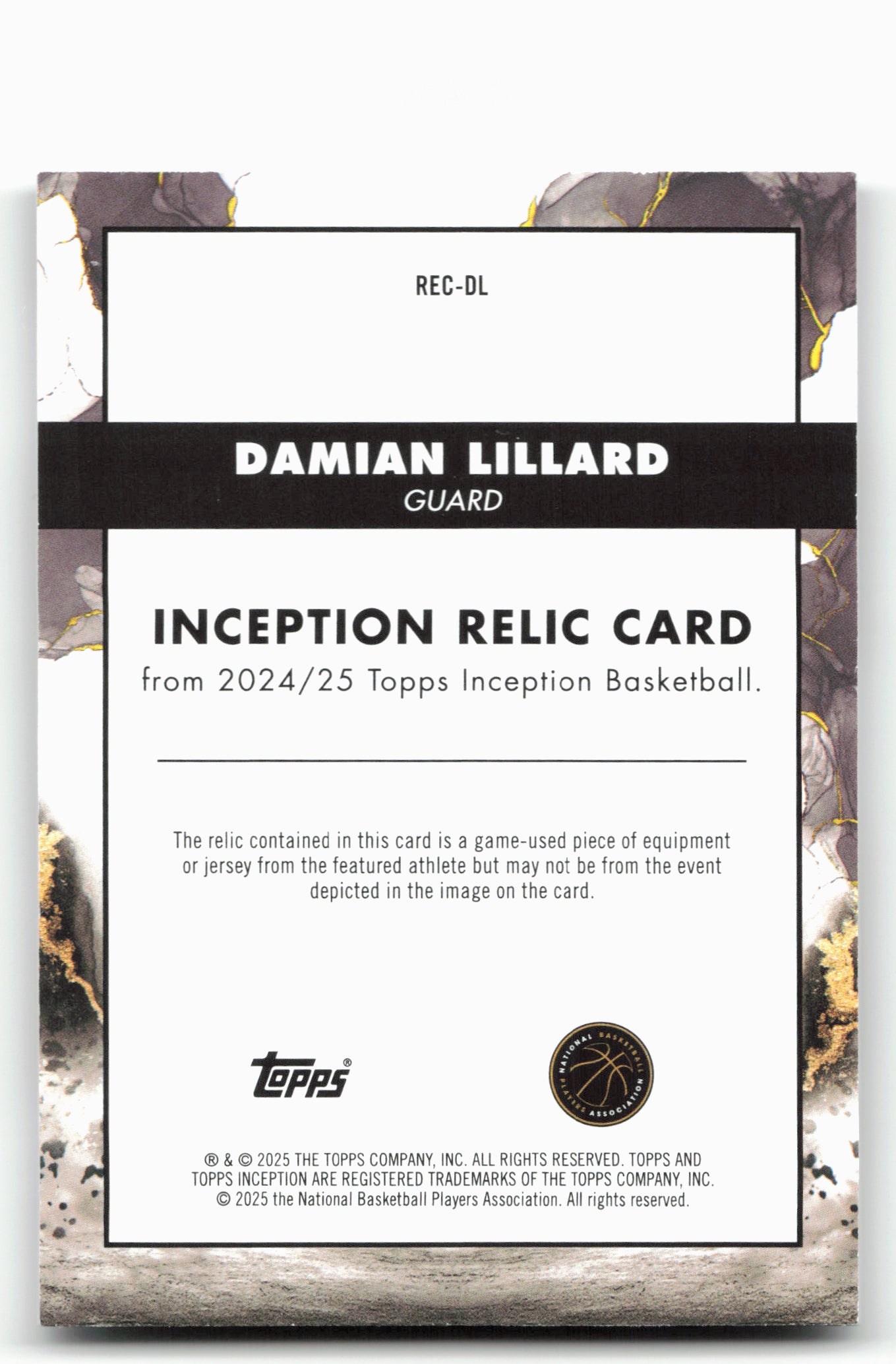 2024-25 Topps Inception Damian Lillard #REC-DL Relic Card