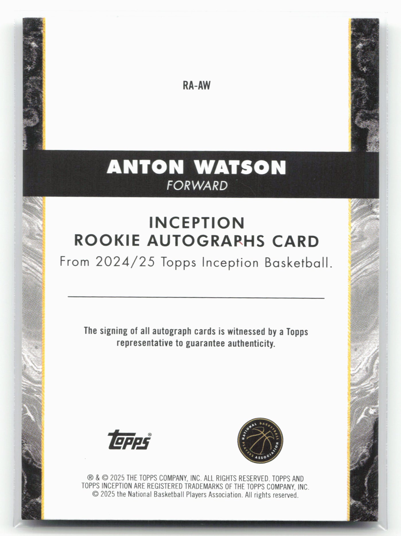2024-25 Topps Inception #RA-AW Anton Watson Rookie Auto