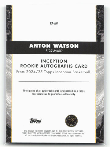 2024-25 Topps Inception #RA-AW Anton Watson Rookie Auto