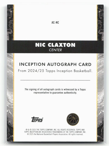 2024-25 Topps Inception Nic Claxton #AC-NC Auto Card Pink /99