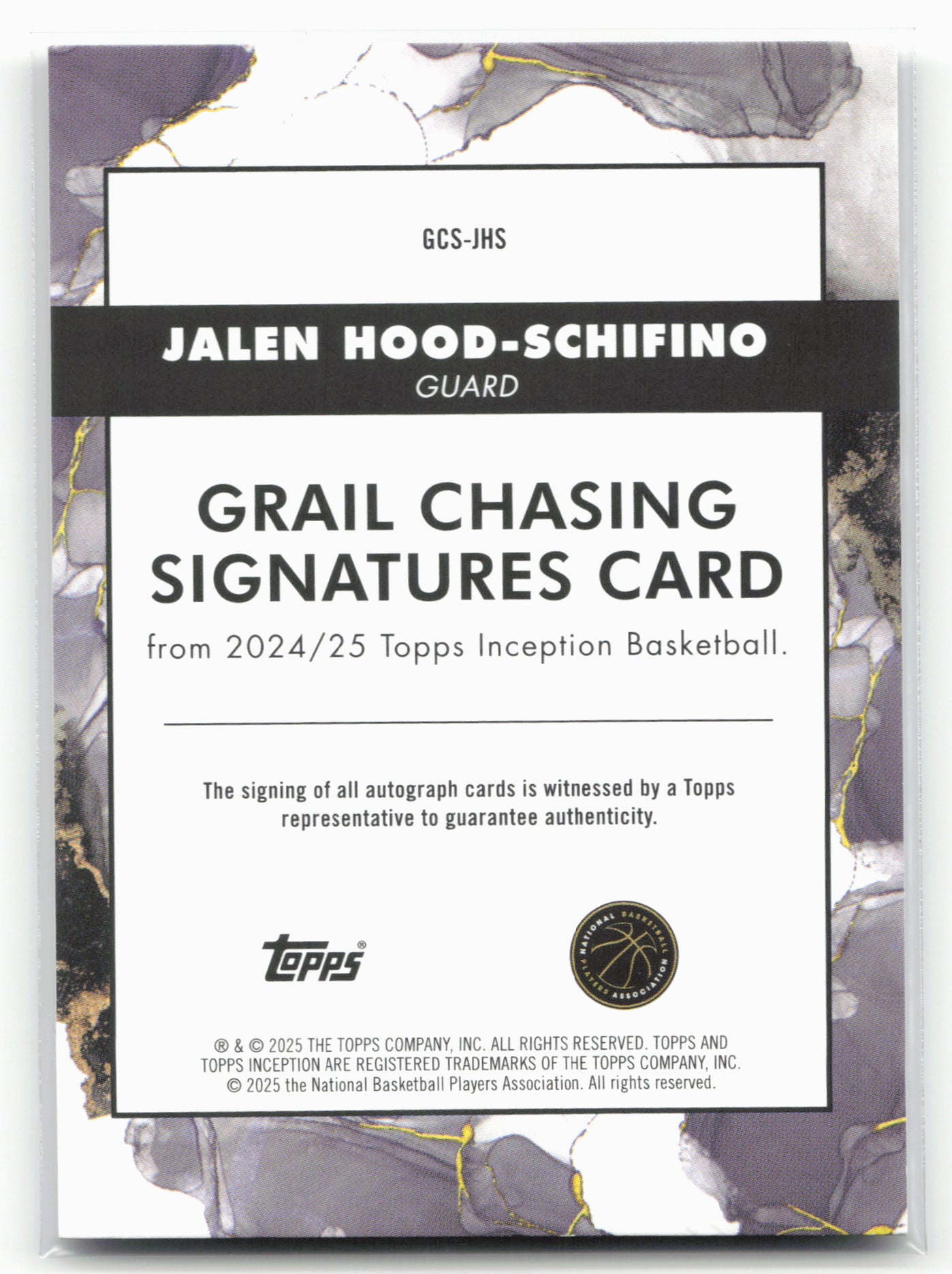 2024-25 Topps Inception Jalen Hood-Schifino #GCS-JHS Grail Gold /50