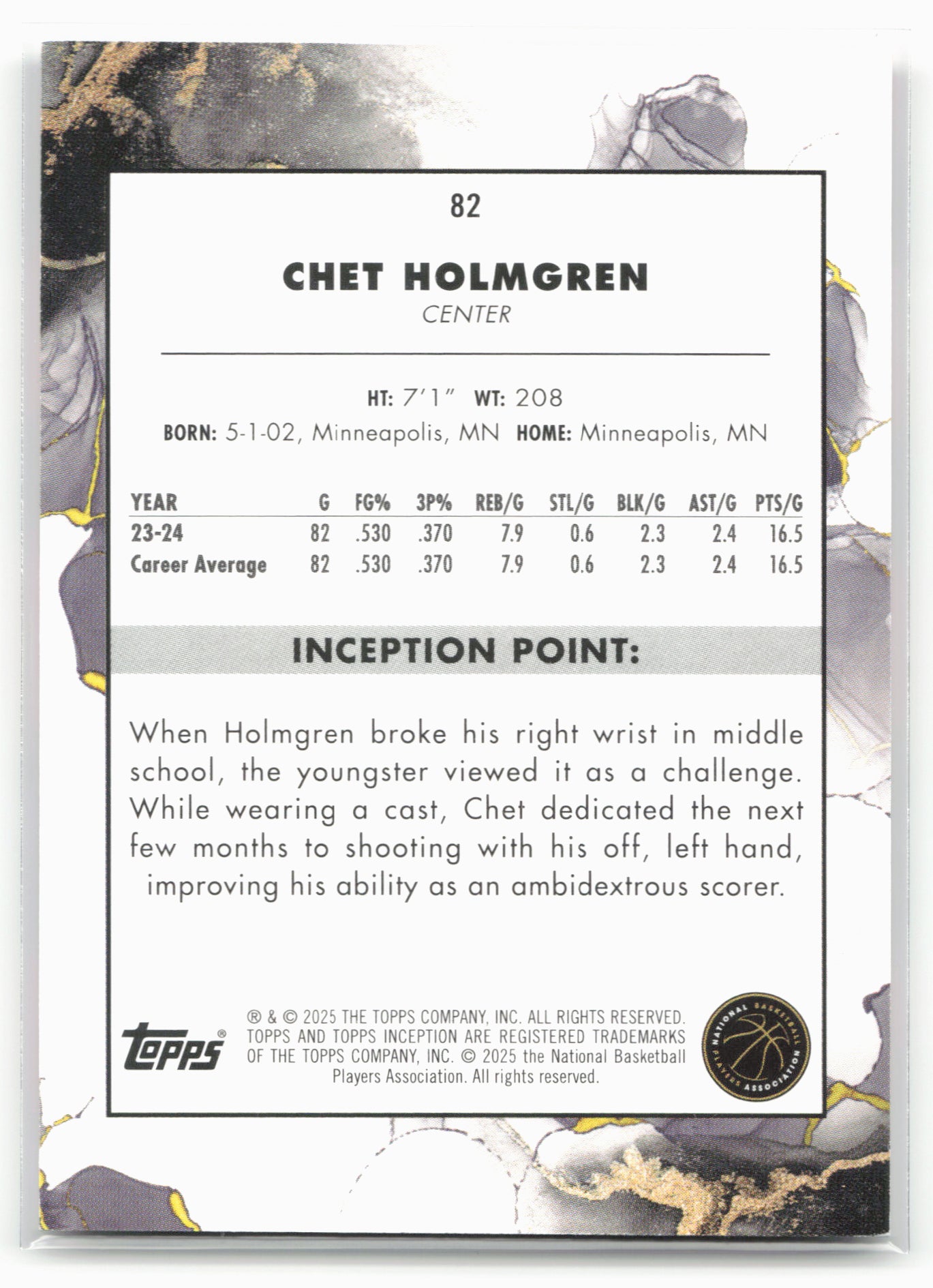 2024-25 Topps Inception #82 Chet Holmgren Red /75