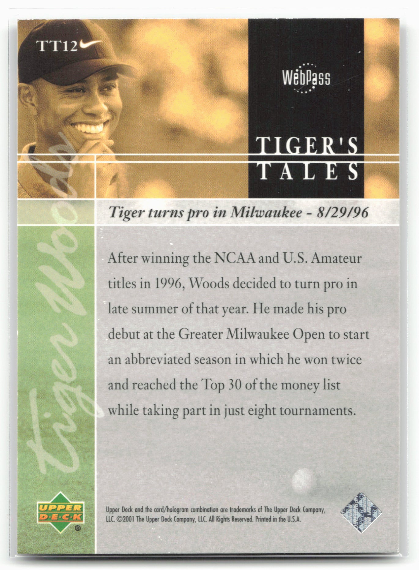 2001 Upper Deck #TT12 Tiger Woods Tiger's Tales