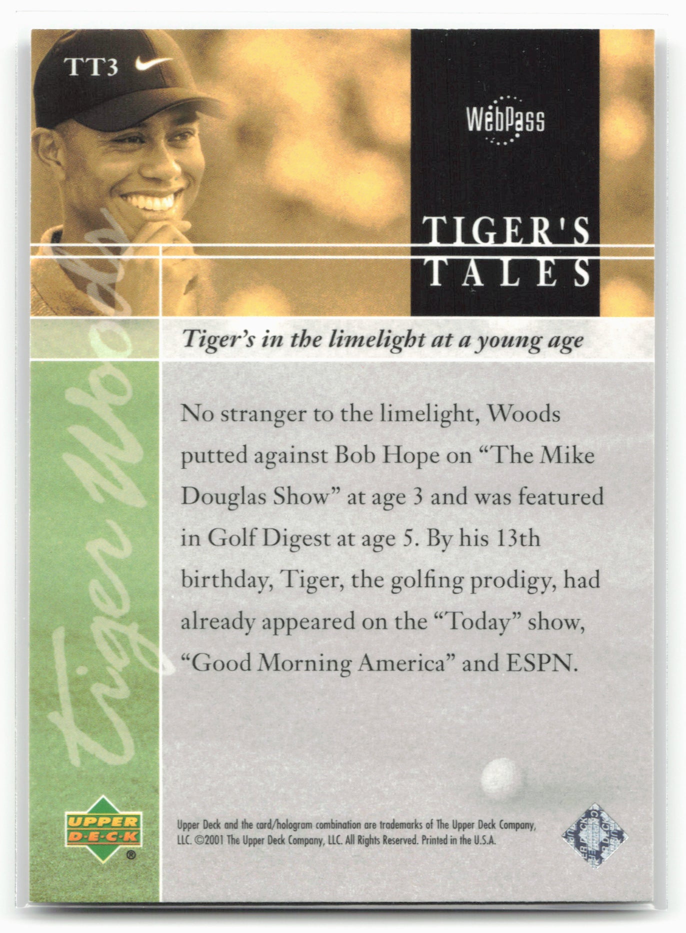 2001 Upper Deck #TT3 Tiger Woods Tiger's Tales