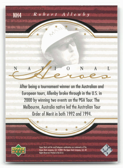 2001 Upper Deck #NH4 Robert Allenby National Heroes