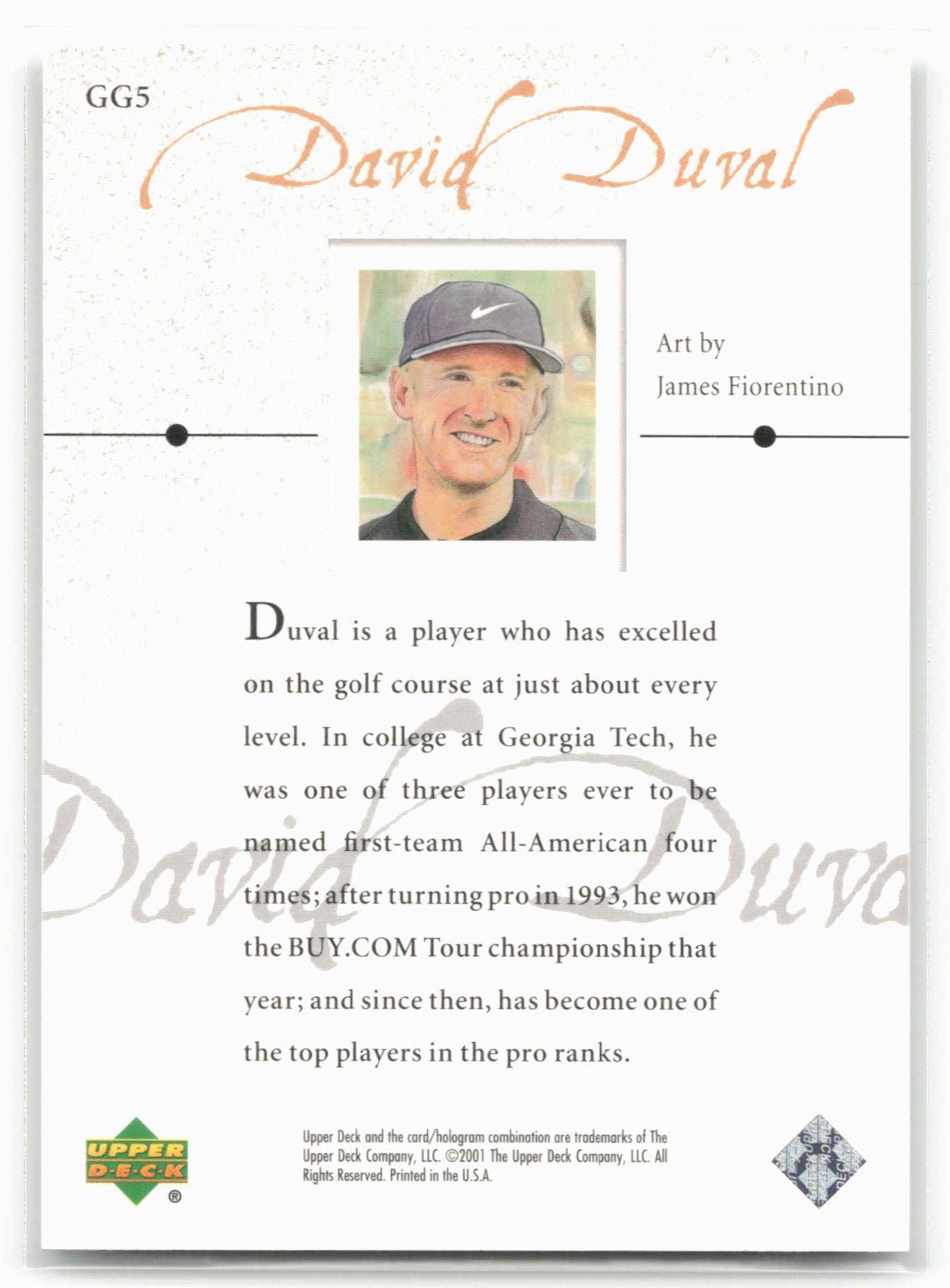 2001 Upper Deck #GG5 David Duval Gallery