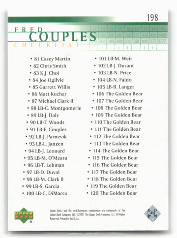 
2001 Upper Deck #198 Fred Couples