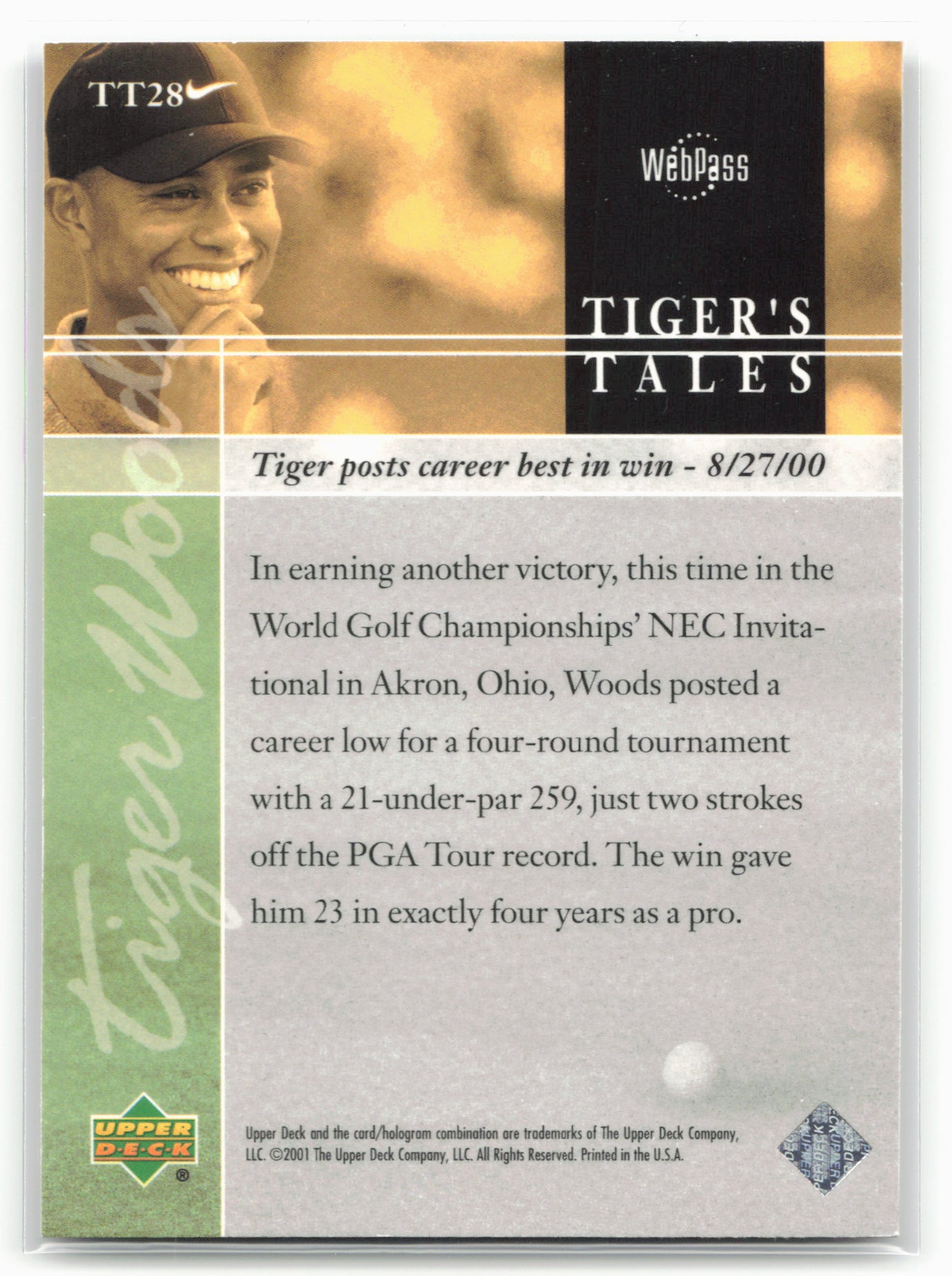 2001 Upper Deck #TT28 Tiger Woods Tiger's Tales