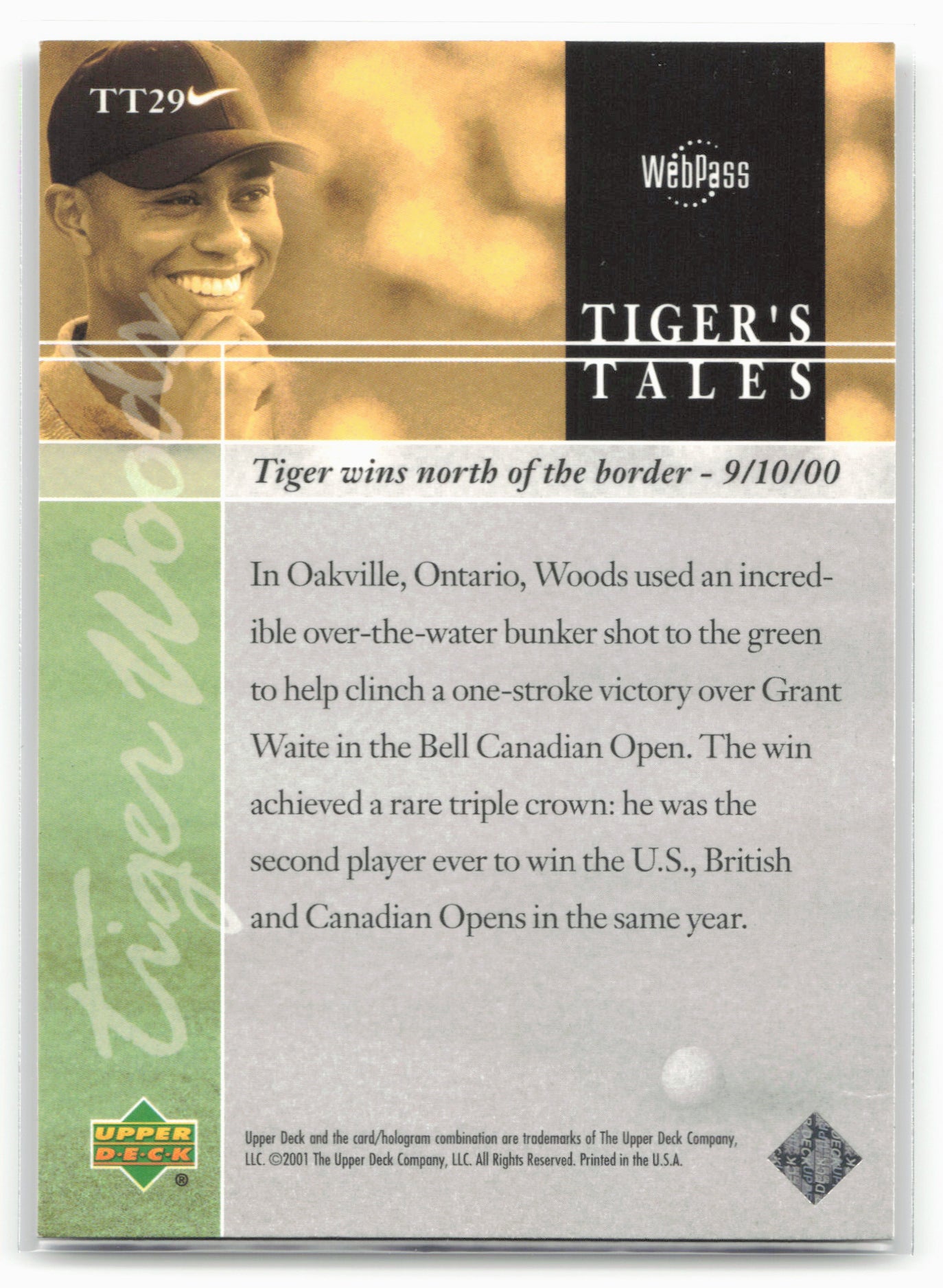2001 Upper Deck #TT29 Tiger Woods Tiger's Tales