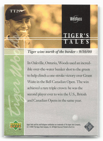 
2001 Upper Deck #TT29 Tiger Woods Tiger's Tales