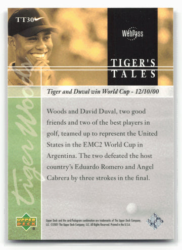 
2001 Upper Deck #TT30 Tiger Woods Tiger's Tales