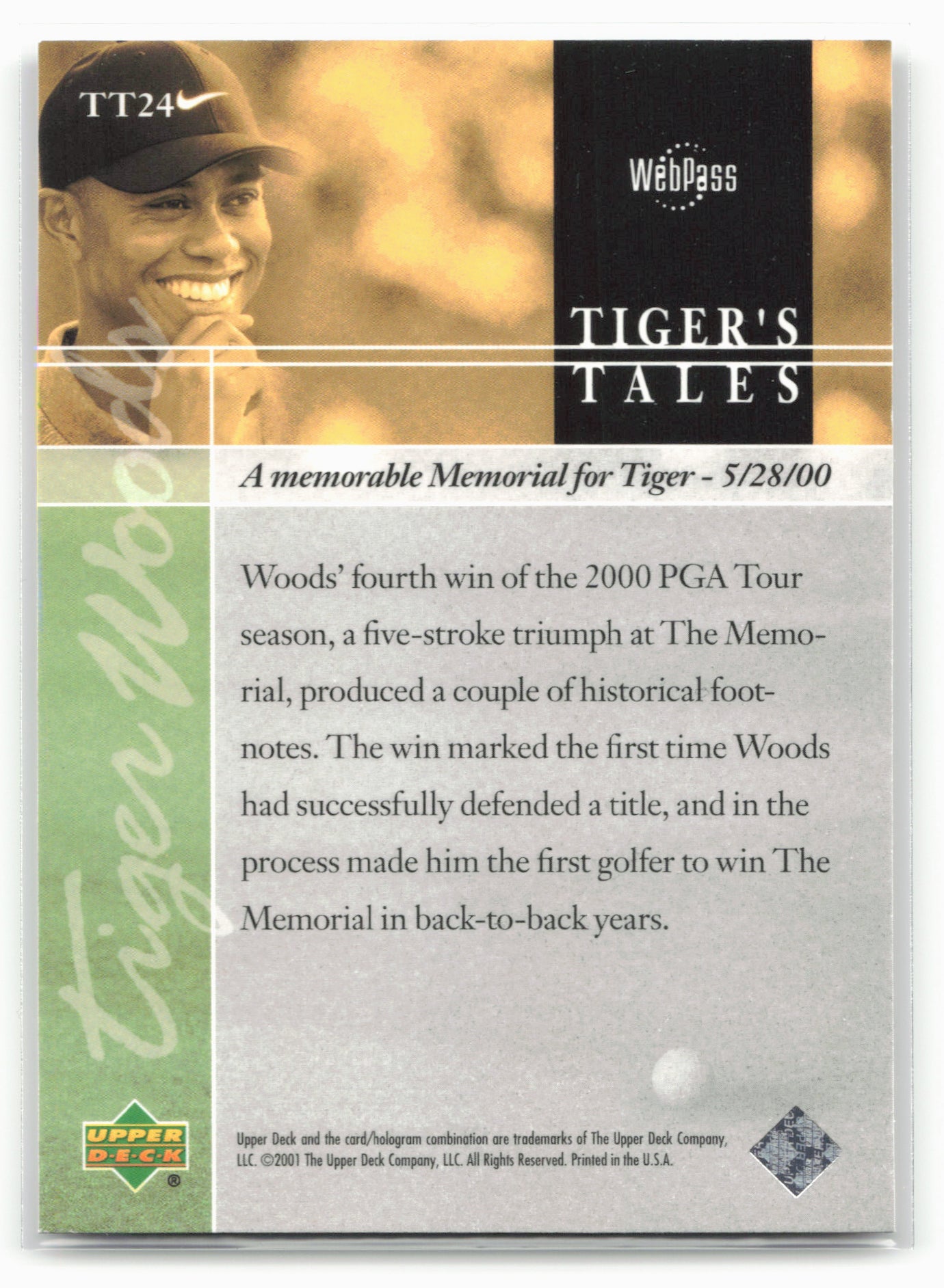 2001 Upper Deck #TT24 Tiger Woods Tiger's Tales