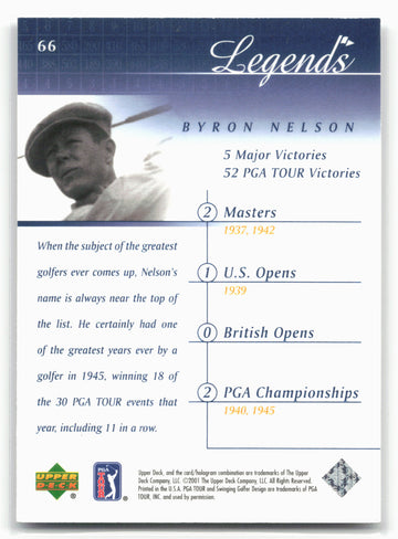 
2001 Upper Deck #66 Byron Nelson
