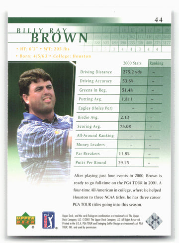 
2001 Upper Deck #44 Billy Ray Brown