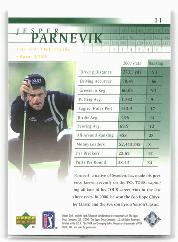 
2001 Upper Deck #11 Jesper Parnevik