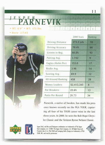 
2001 Upper Deck #11 Jesper Parnevik 21234