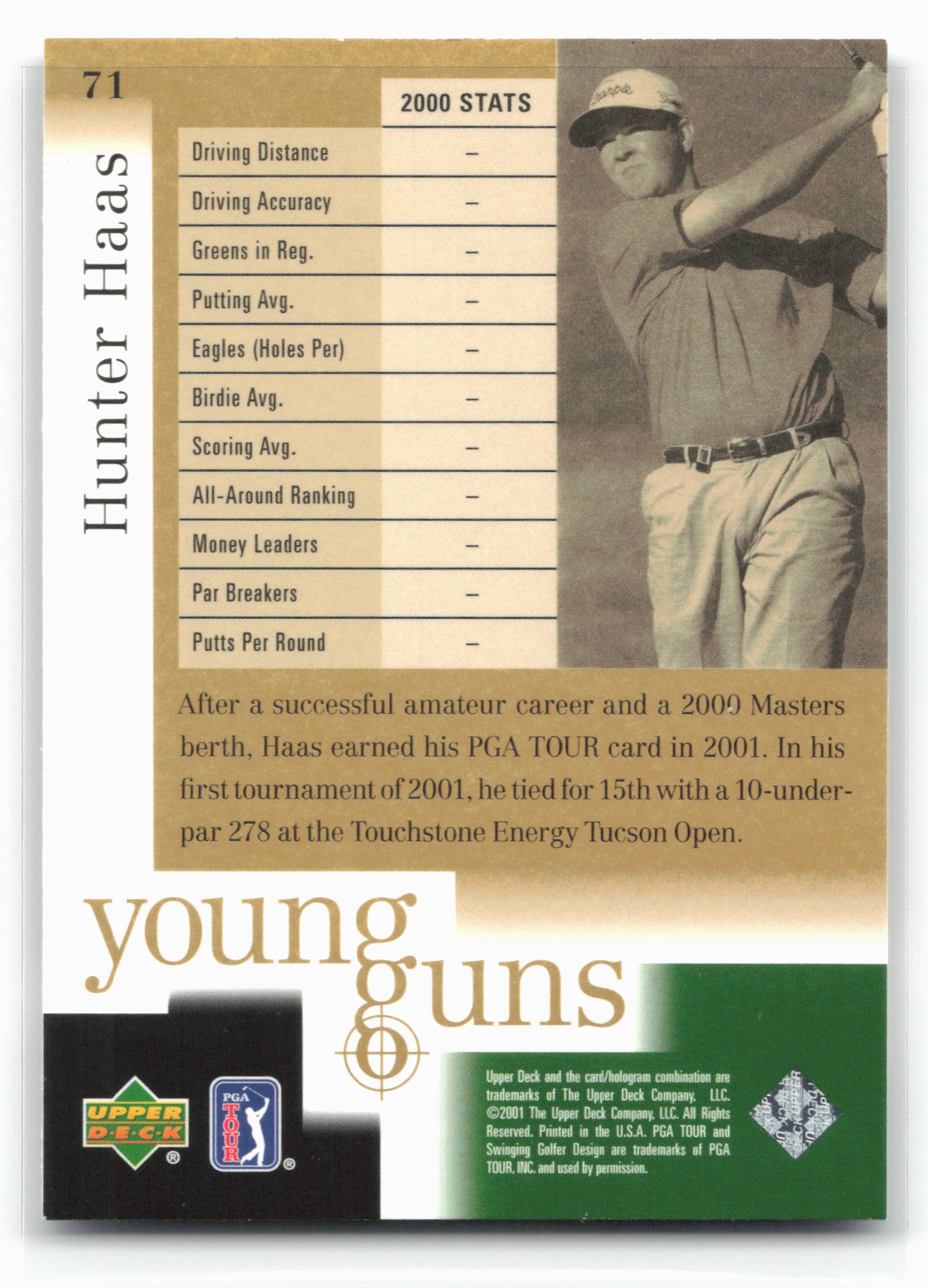 2001 Upper Deck #71 Hunter Haas