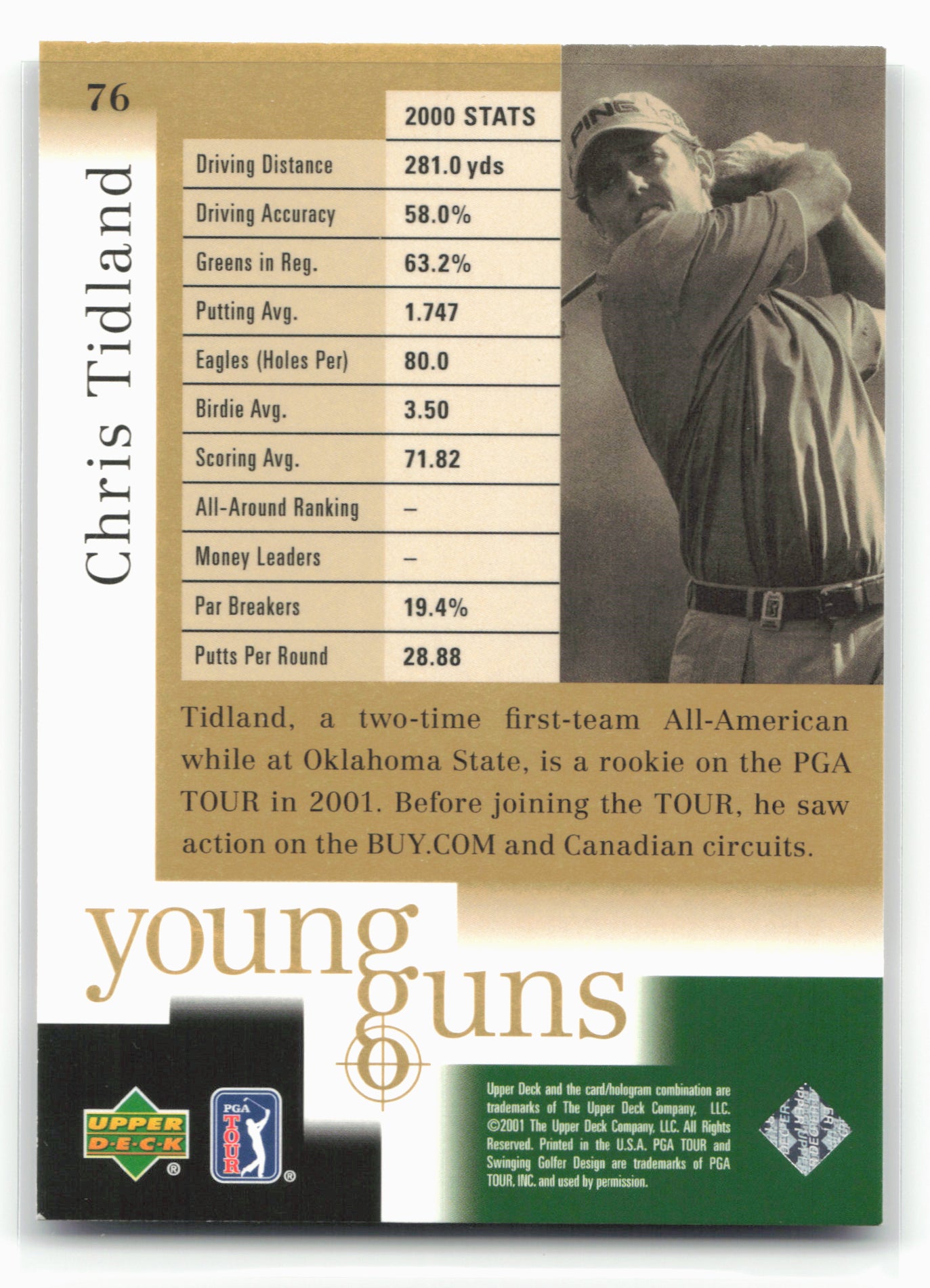 2001 Upper Deck #76 Chris Tidland