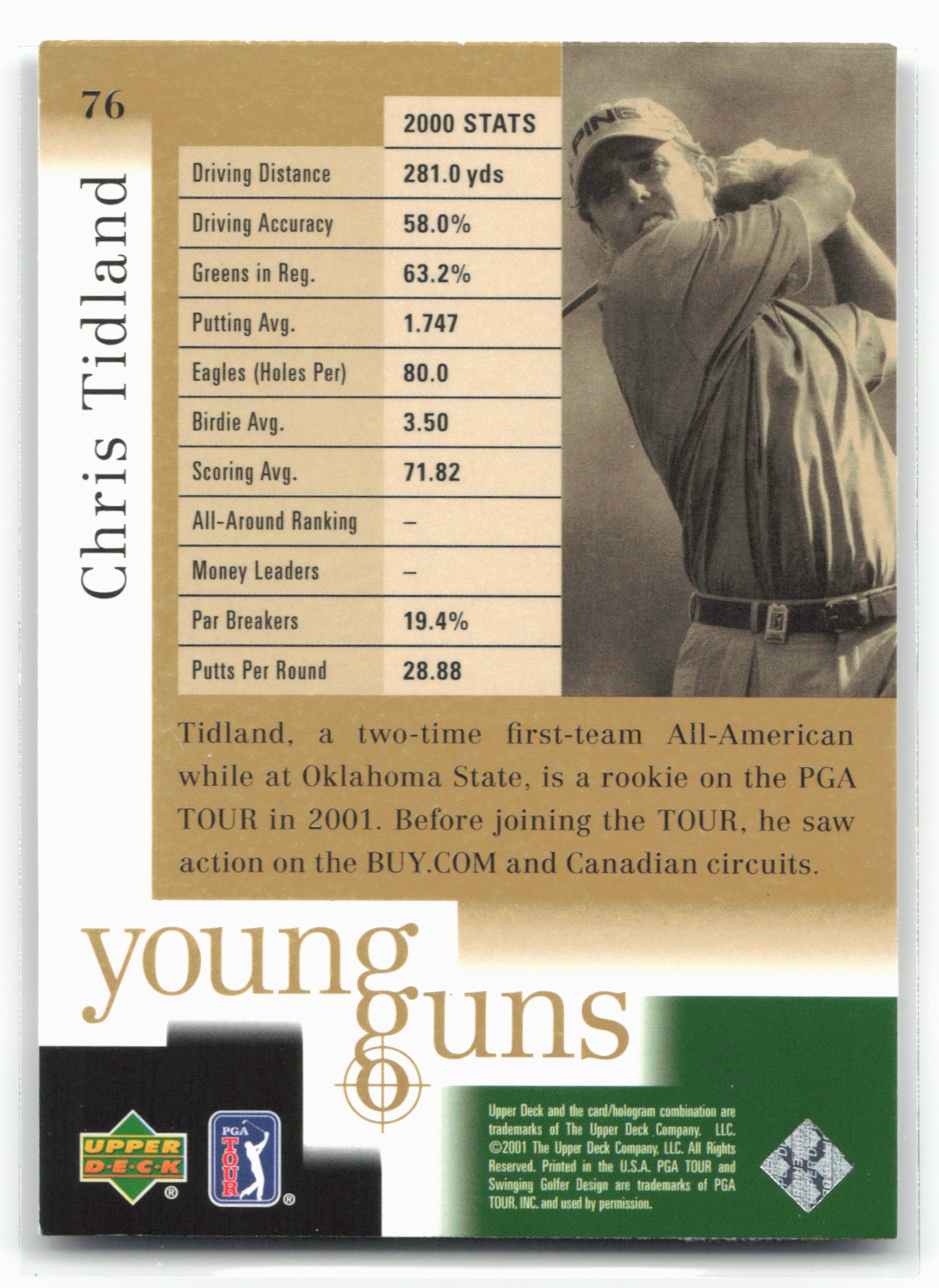 2001 Upper Deck #76 Chris Tidland 21247
