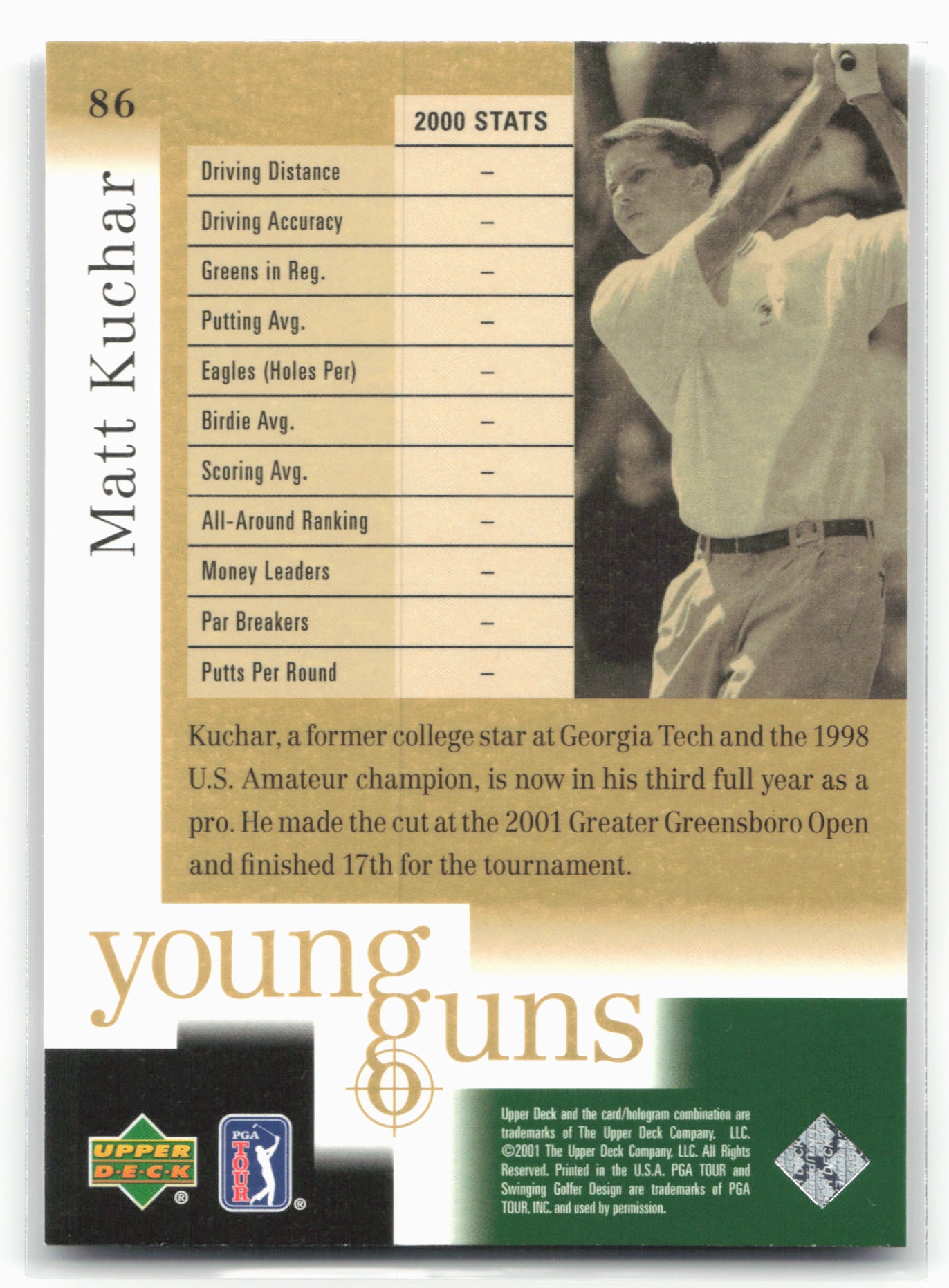 2001 Upper Deck #86 Matt Kuchar